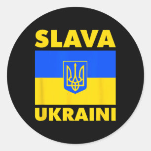 Pegatina Redonda Bandera de Ucrania Orgullo País Slava Ukraini 