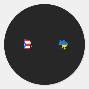Pegatina Redonda Bandera de Ucrania Puerto Rico - Ucrania Puertorri