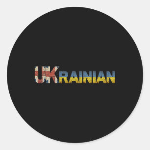 Pegatina Redonda Bandera de Ucrania Uk Ucrania Inglaterra inglés Es