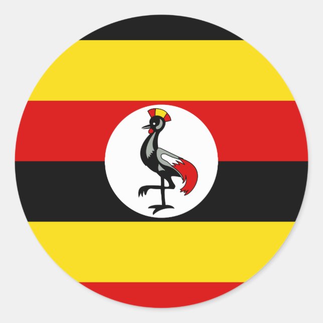 Pegatina Redonda Bandera de Uganda (Anverso)