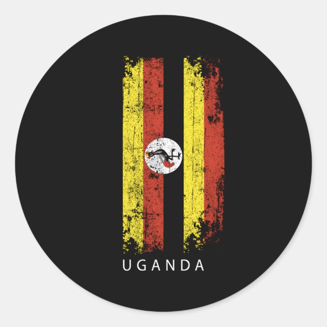 Pegatina Redonda Bandera de Uganda (Anverso)