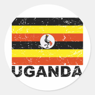 Pegatina Redonda Bandera de Uganda de época