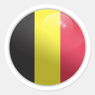 Pegatina Redonda Bandera de un círculo brillante de Bélgica