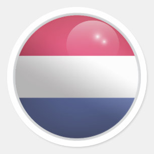 Pegatina Redonda Bandera de un círculo brillante de los Países Bajo