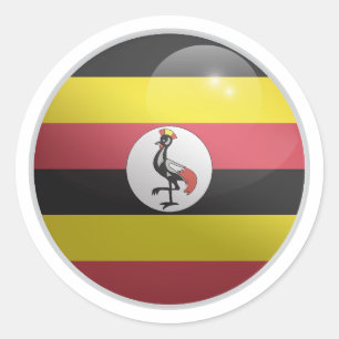 Pegatina Redonda Bandera de un círculo brillante de Uganda