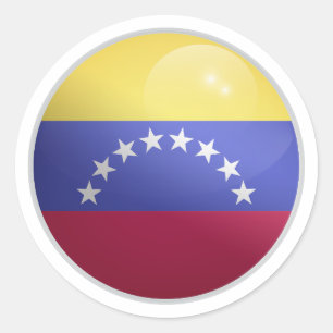 Pegatina Redonda Bandera de un círculo brillante de Venezuela