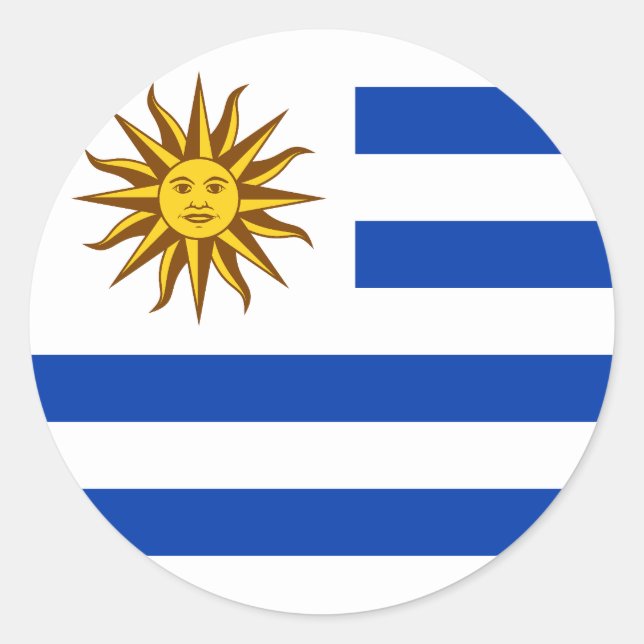Pegatina Redonda Bandera de Uruguay (Anverso)