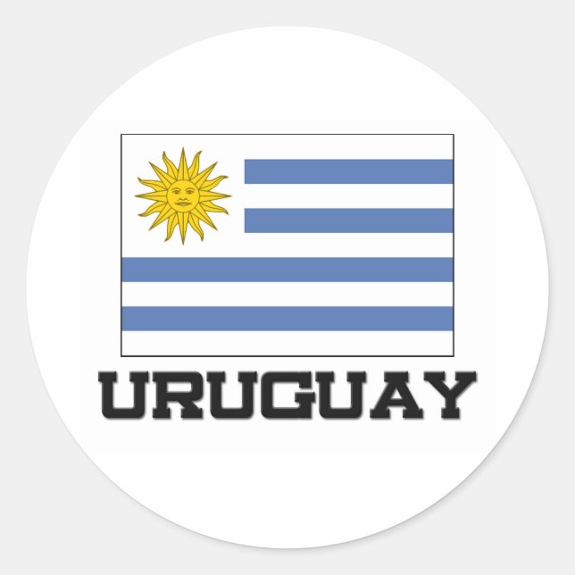 Pegatina Redonda Bandera de Uruguay (Anverso)