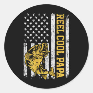 Pegatina Redonda Bandera De Usa Rollo Diseño De Pesca Patriótico Co