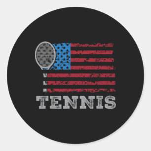 Pegatina Redonda Bandera De Usa Tenis Hombres Mujeres Us Amante Del