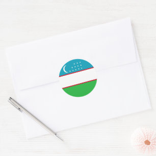 Pegatina Redonda Bandera de Uzbekistán