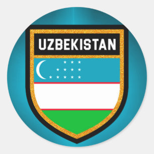 Pegatina Redonda Bandera de Uzbekistán