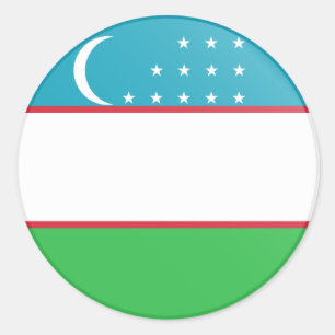 Pegatina Redonda Bandera de Uzbekistán