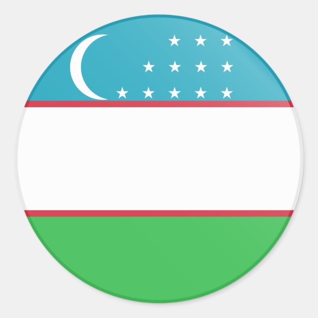 Pegatina Redonda Bandera de Uzbekistán (Anverso)