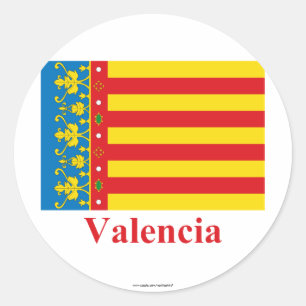 Pegatina Redonda Bandera de Valencia con nombre