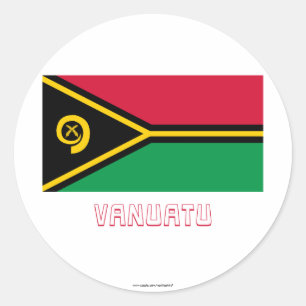 Pegatina Redonda Bandera de Vanuatu con nombre