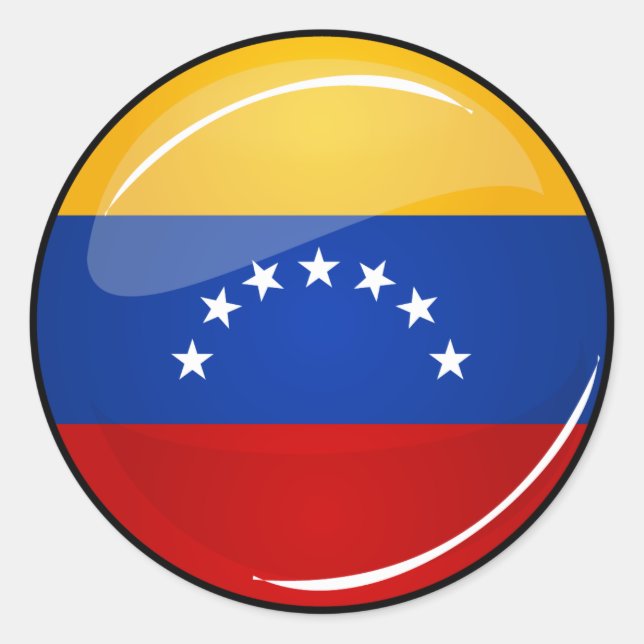 Pegatina Redonda Bandera de Venezuela brillante redonda (Anverso)