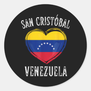 Pegatina Redonda Bandera de Venezuela Corazón de San Cristóbal