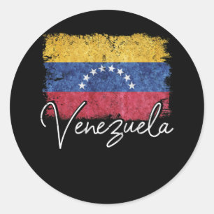 Pegatina Redonda Bandera de Venezuela de origen vintage raíces del