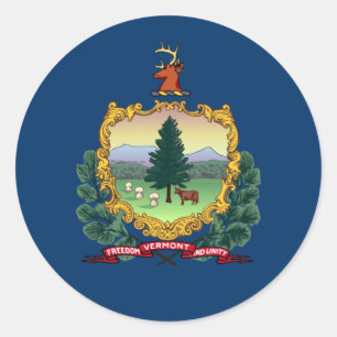 Pegatina Redonda Bandera de Vermonter, Bandera de Vermont