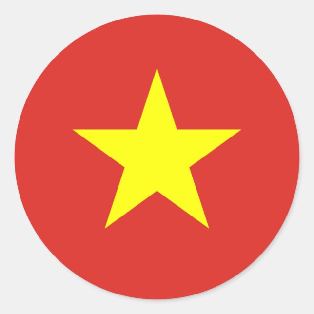 Pegatina Redonda Bandera de Vietnam (Anverso)