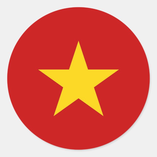 Pegatina Redonda Bandera de Vietnam (Anverso)
