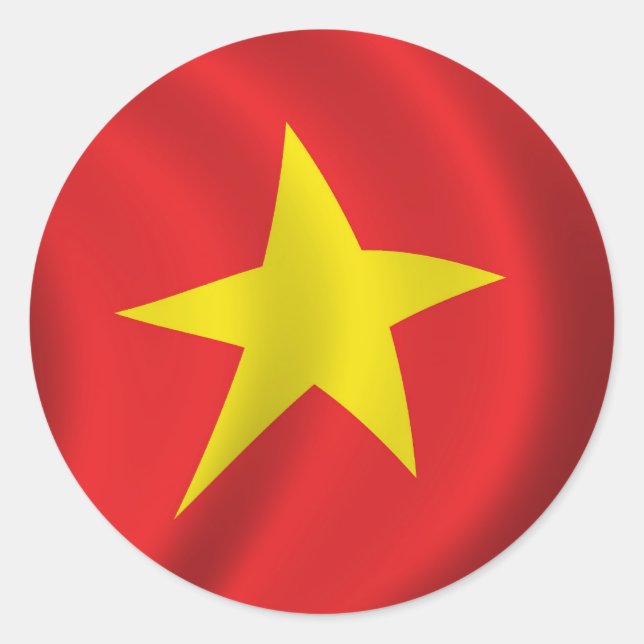 Pegatina Redonda Bandera de Vietnam (Anverso)