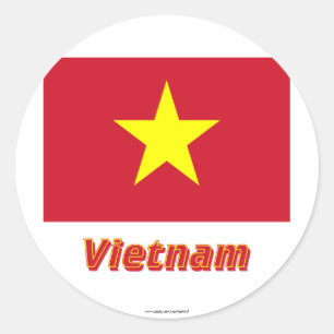Pegatina Redonda Bandera de Vietnam con nombre