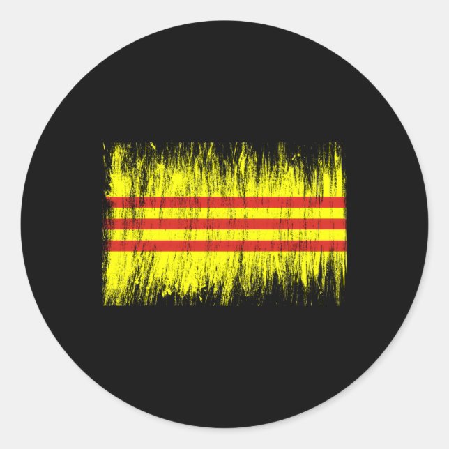 Pegatina Redonda Bandera de Vietnam del Sur Saigon Cong Hoa Vnch Vi (Anverso)