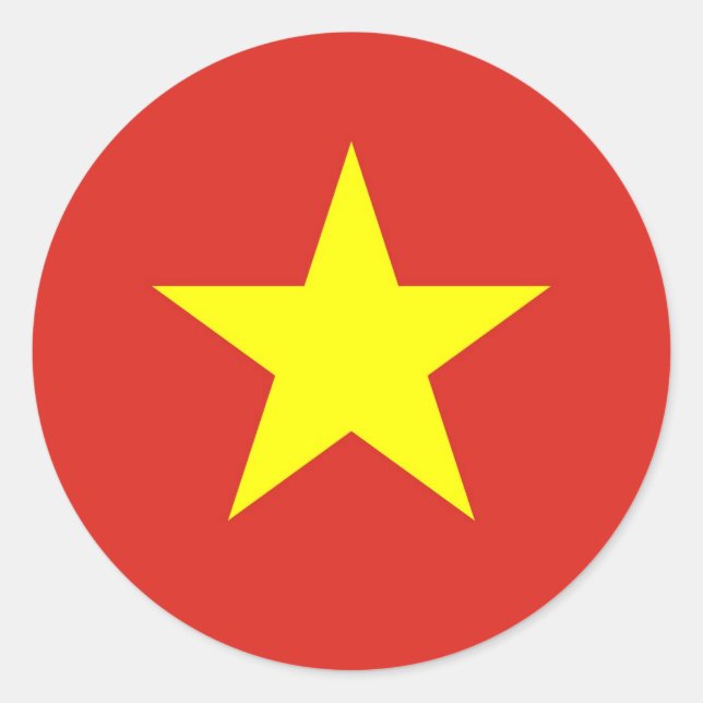 Pegatina Redonda Bandera de Vietnam - Quech kỳ Viene Nam (Anverso)