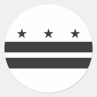 Pegatina Redonda Bandera de Washington DC - Negro
