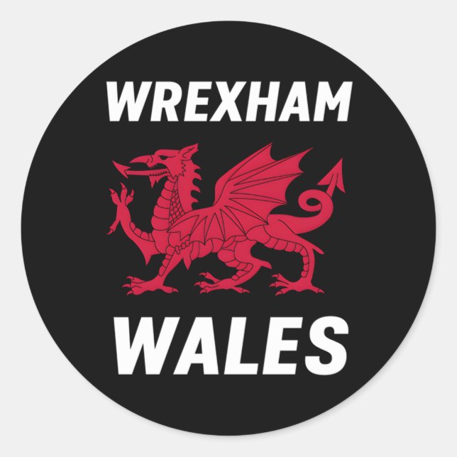 Pegatina Redonda Bandera de Wrexham Wales (Anverso)