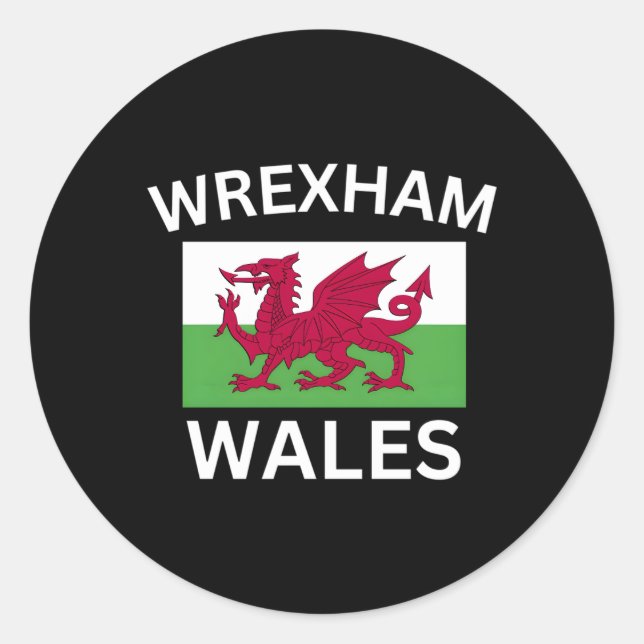 Pegatina Redonda Bandera de Wrexham Wales (Anverso)