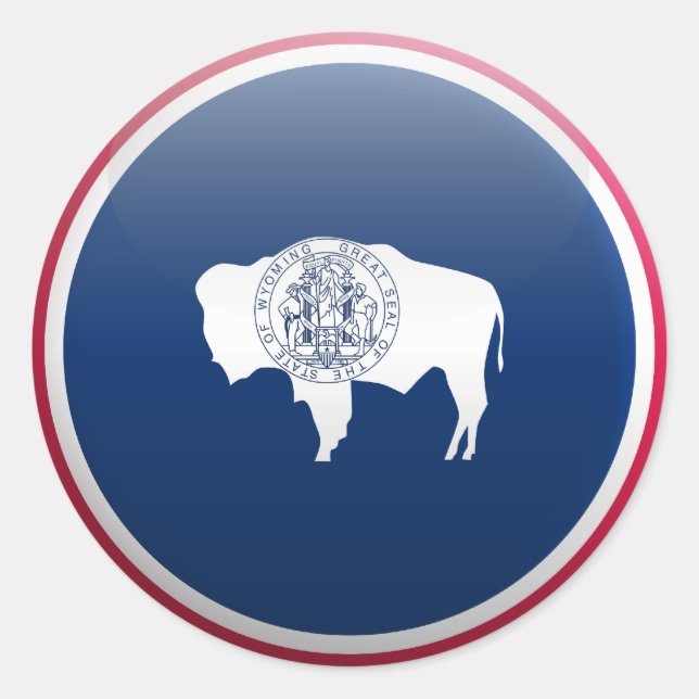 Pegatina Redonda Bandera de Wyoming (Anverso)