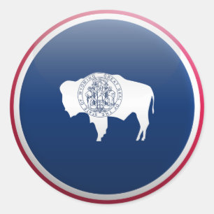 Pegatina Redonda Bandera de Wyoming