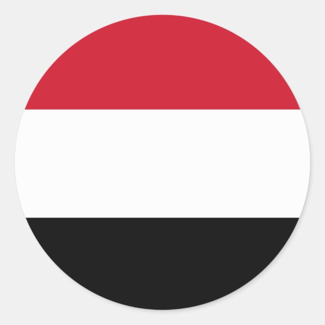 Pegatina Redonda Bandera de Yemen (Anverso)
