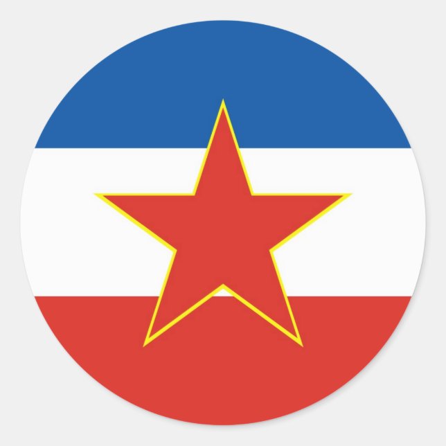 Pegatina Redonda bandera de Yugoslavia (Anverso)