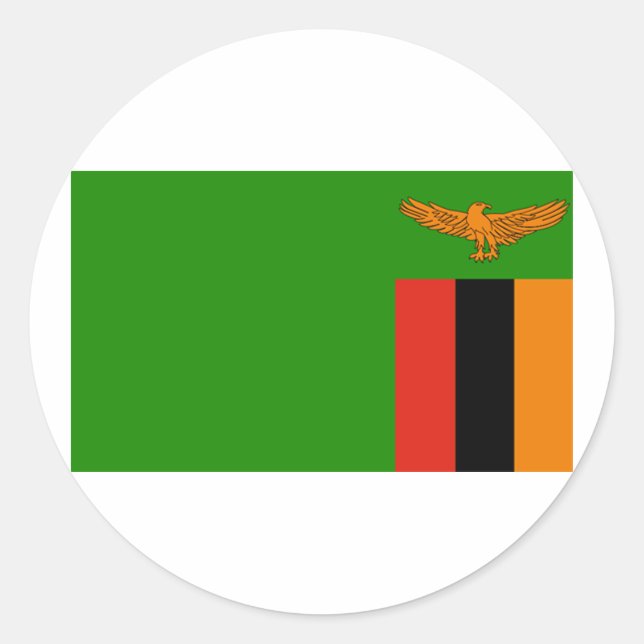 Pegatina Redonda Bandera de Zambia (Anverso)