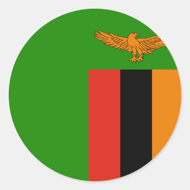 Pegatina Redonda Bandera de Zambia (Anverso)
