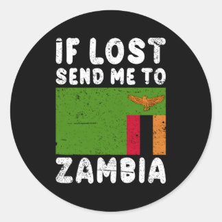 Pegatina Redonda Bandera De Zambia Si Se Perdió Envíame A Zambia