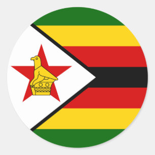 Pegatina Redonda Bandera de Zimbabue