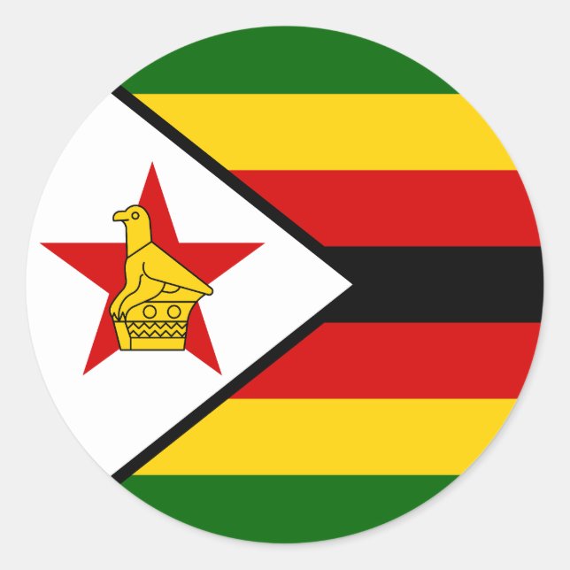 Pegatina Redonda Bandera de Zimbabue (Anverso)