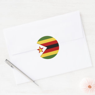 Pegatina Redonda bandera de Zimbabue