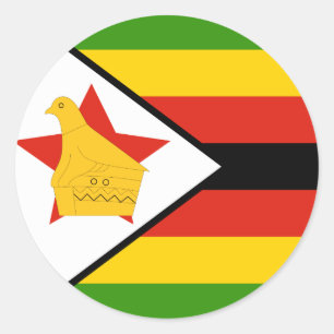 Pegatina Redonda Bandera de Zimbabue