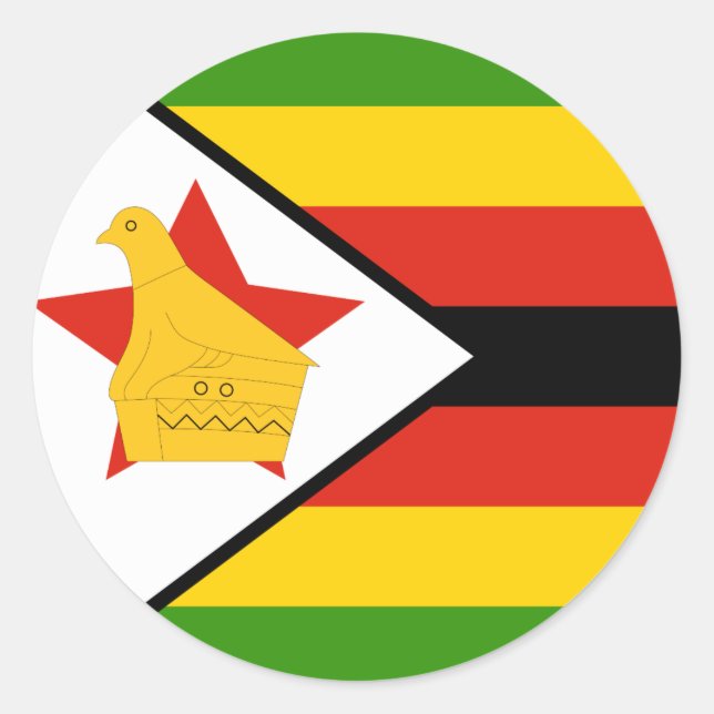 Pegatina Redonda Bandera de Zimbabue (Anverso)