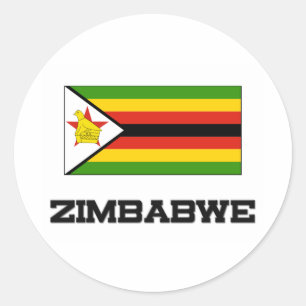 Pegatina Redonda Bandera de Zimbabwe