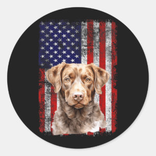 Pegatina Redonda Bandera del amante del perro Retriever de la Bahía
