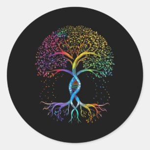 Pegatina Redonda Bandera del arcoíris de la vida del árbol Lgbt Coo
