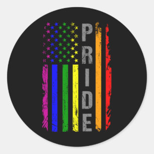 Pegatina Redonda Bandera del Arcoiris Mes de Orgullo LGBT estadouni