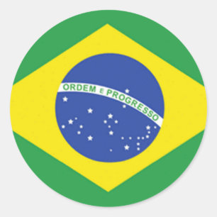 Pegatina Redonda Bandera del Brasil